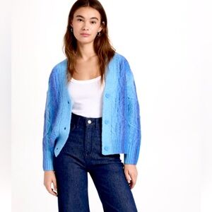 VINCE Vince Space Dye Alpaca & Wool-Blend Cardigan BLue